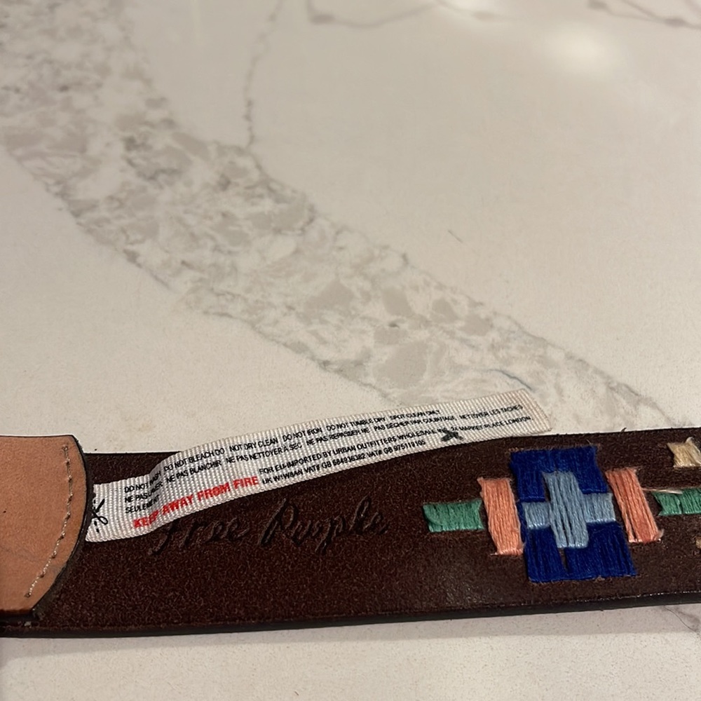 NWOT Free People High Summer
Embroidered Neutral Tan Bohemian
Leather Belt - Picture 7 of 9